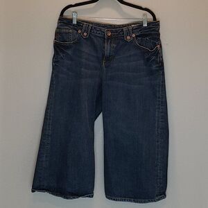 Seven 7 Distressed Wide Leg Gaucho Cropped Jeans Size 16